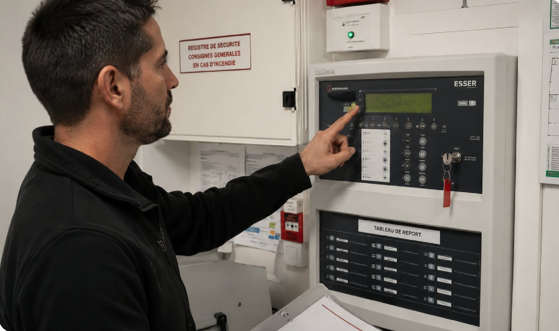 Formateur 2L-IPS présentant un système de sécurité incendie