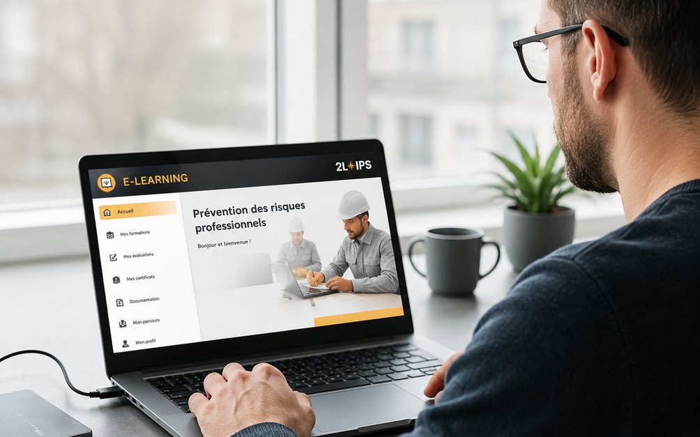 Module e-learning sur ordinateur portable